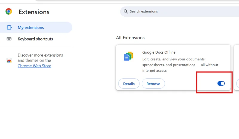 Google Docs Offline एक्सटेंशन