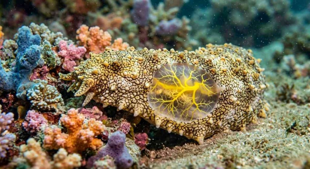 yellow blood of Sea Cucumber (Pearsonothuria graeffei)